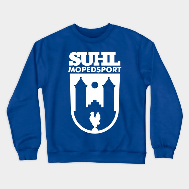 Suhl Mopedsport Schwalbe Logo (white) Crewneck Sweatshirt by GetThatCar